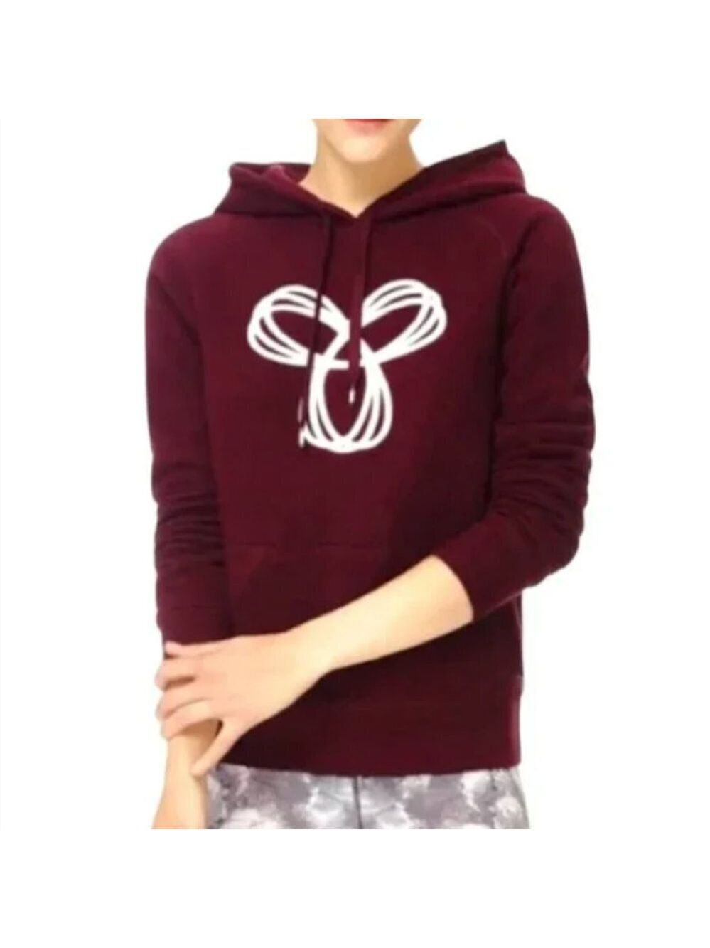 Aritzia TNA Baltic Hoodie Embroidered Pullover Sweatshirt Red Small